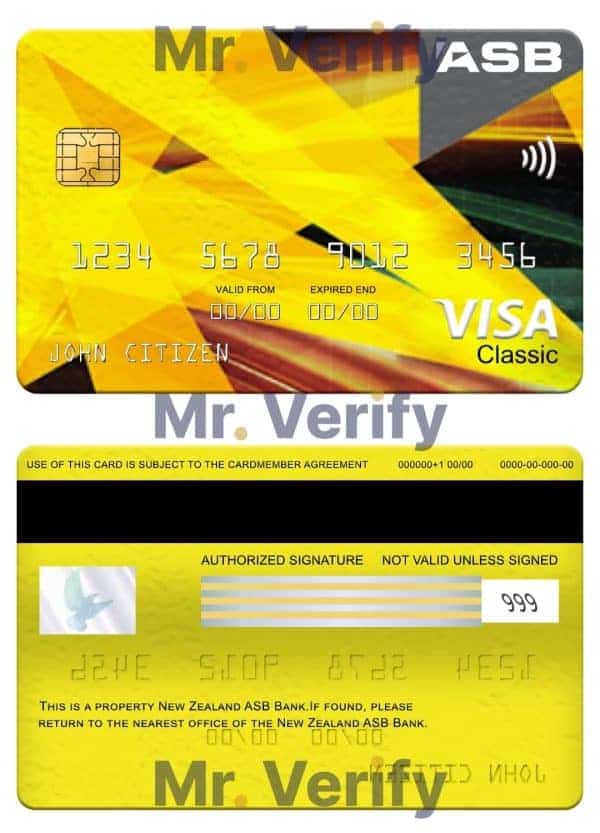 Fillable New Zealand ASB bank visa classic card Templates