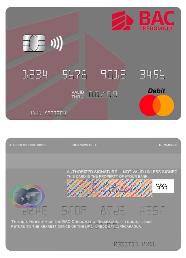 Fillable Nicaragua BAC Credomatic mastercard credit card Templates Fillable Nicaragua BAC Credomatic mastercard credit card Templates