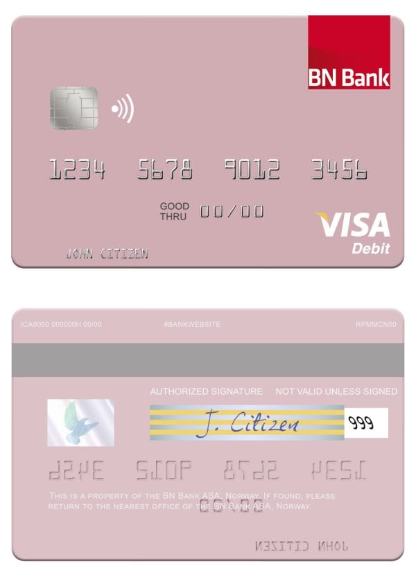 Fillable Norway BN Bank ASA visa debit card Templates Fillable Norway BN Bank ASA visa debit card Templates