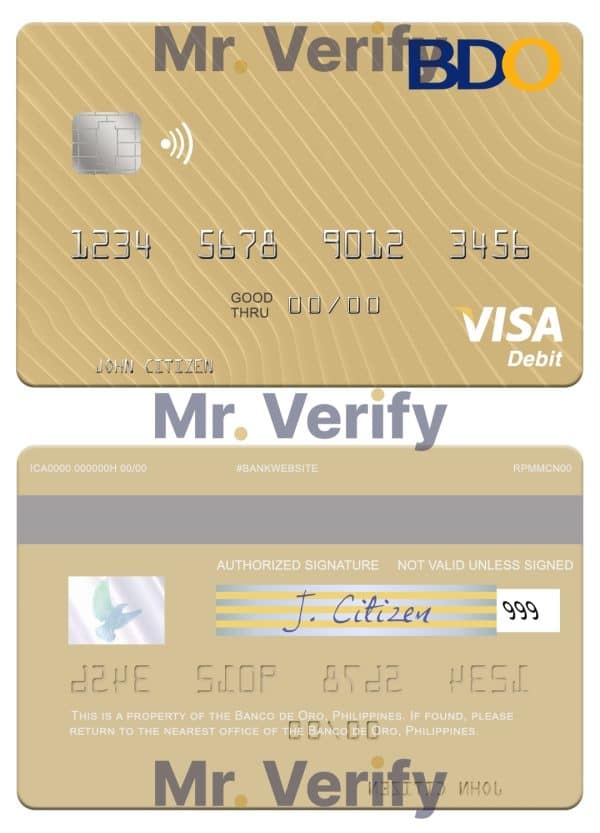 Fillable Philippines Banco de Oro visa debit card Templates Fillable Philippines Banco de Oro visa debit card Templates | Layer-Based PSD