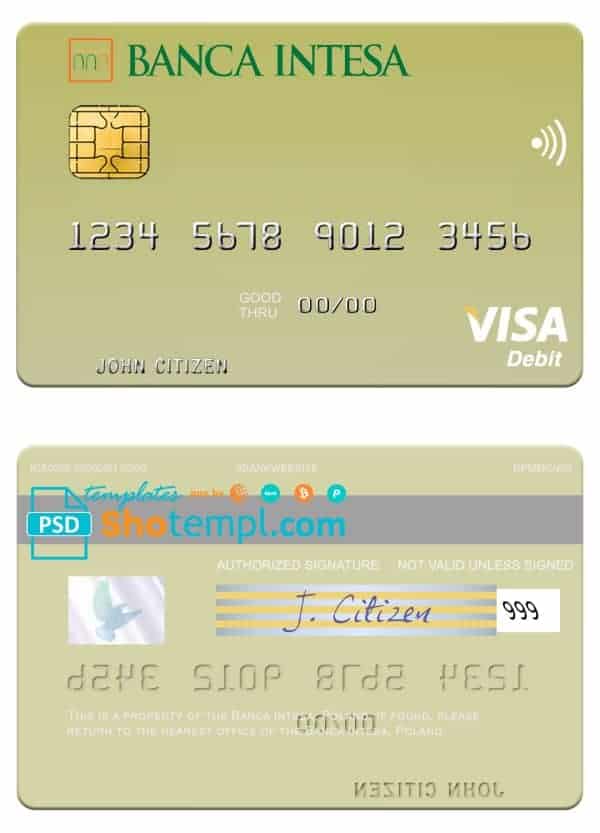 Fillable Poland Banca Intesa visa debit card Templates