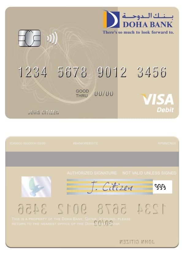 Fillable Qatar Doha Bank visa debit card Templates