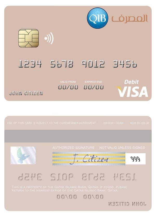 Fillable Qatar Islamic Bank visa debit card Templates