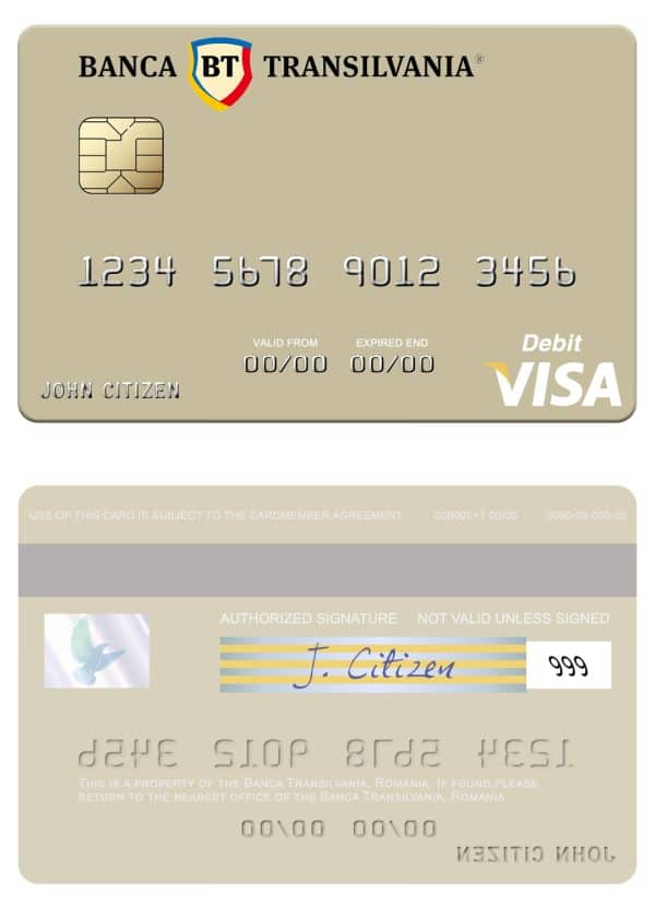 Fillable Romania Banca Transilvania visa debit card Templates