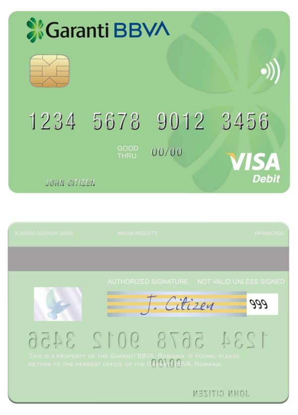 Fillable Romania Garanti BBVA visa debit card Templates