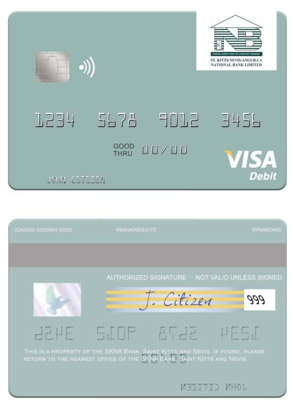 Fillable Saint Kitts and Nevis SKNA Bank visa debit card Templates