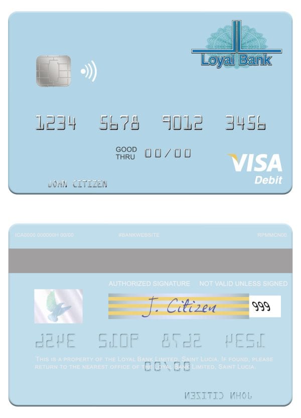 Fillable Saint Lucia Loyal Bank Limited visa debit card Templates