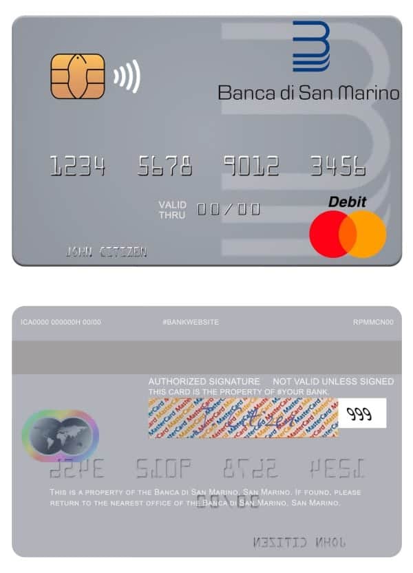 Fillable San Marino Banca di San Marino mastercard Templates