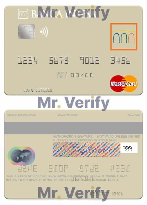 Fillable Serbia The Banca Intesa a.d. Beograd mastercard Templates