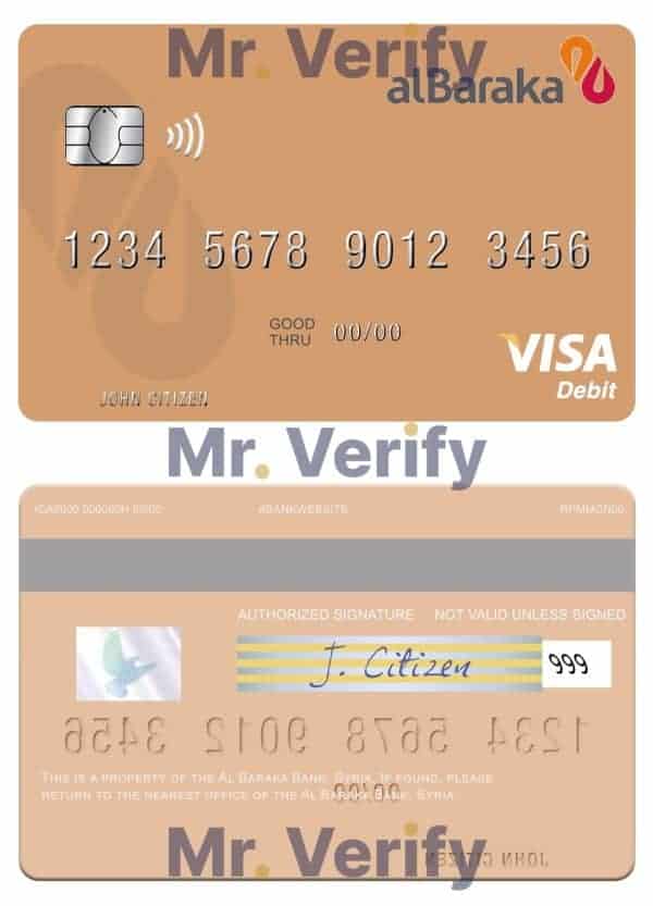 Fillable Syria Al Baraka Bank visa debit card Templates