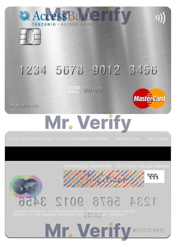 Fillable Tanzania AccessBank mastercard Templates