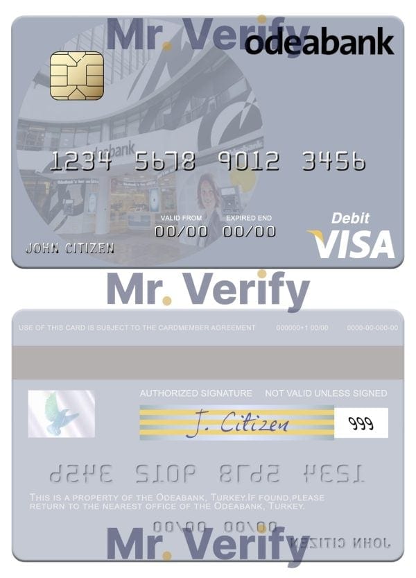 Fillable Turkey Odeabank visa debit card Templates