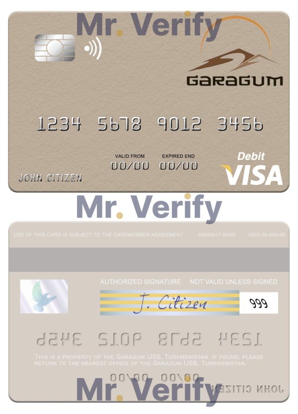 Fillable Turkmenistan Garagum IJSB visa debit card Templates