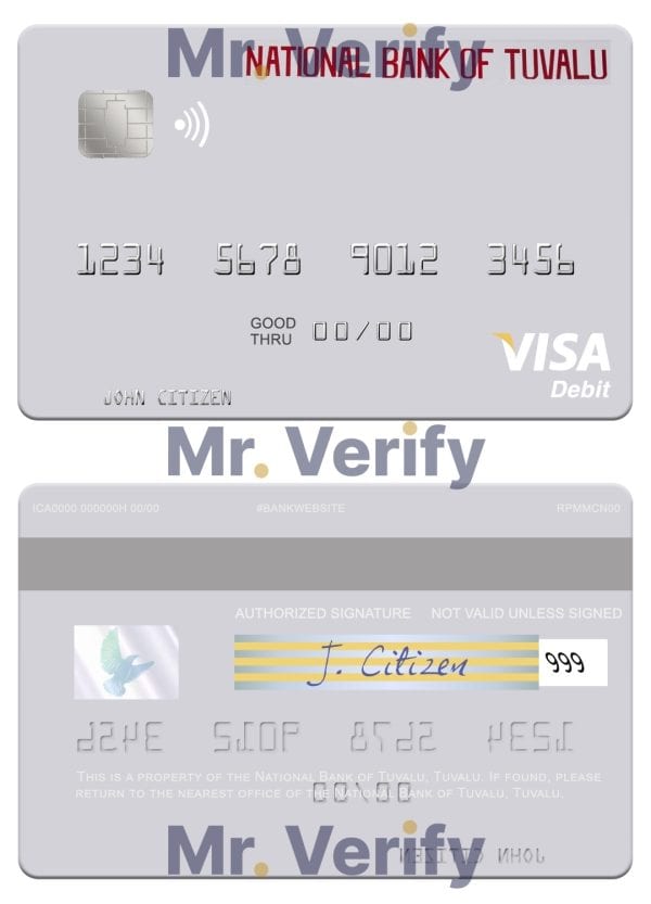 Fillable Tuvalu National Bank of Tuvalu visa debit card Templates