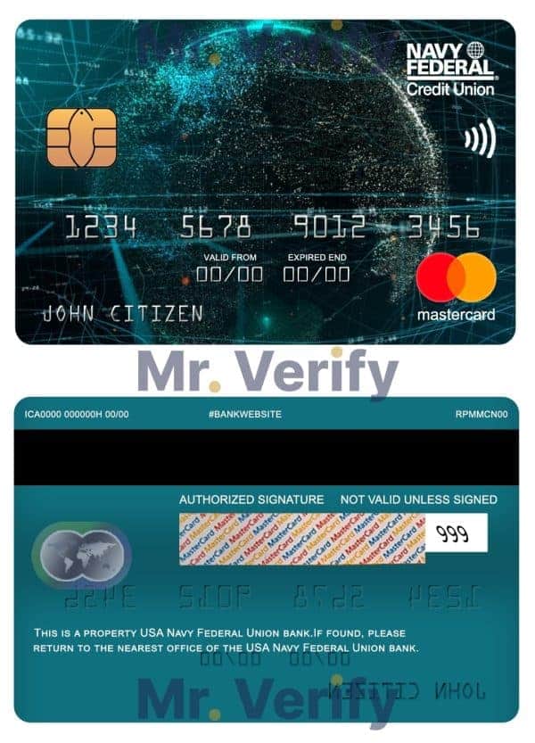 Fillable USA Navy Federal Union bank mastercard Templates