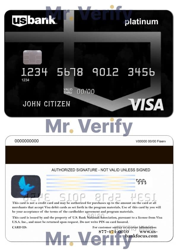 Fillable USA U.S. Bank visa card Templates