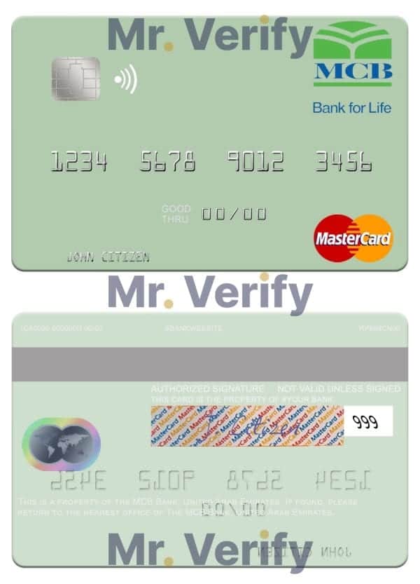 Fillable United Arab Emirates MCB Bank mastercard Templates