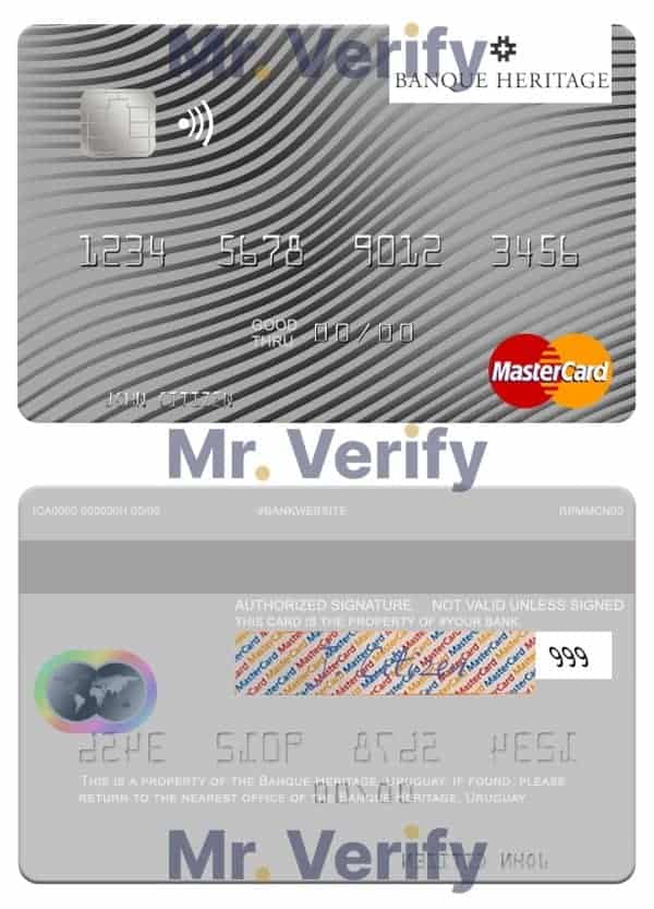 Fillable Uruguay Banque Heritage mastercard Templates