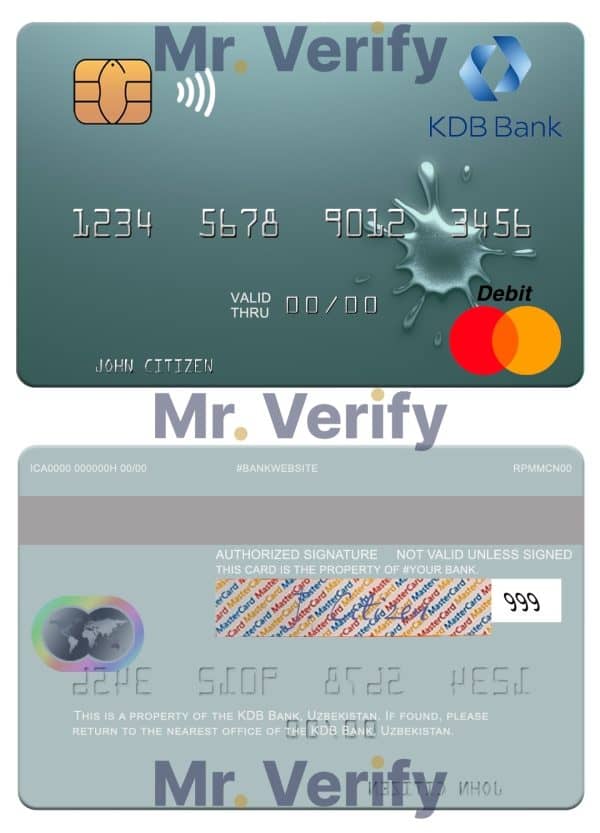 Fillable Uzbekistan KDB Bank mastercard Templates
