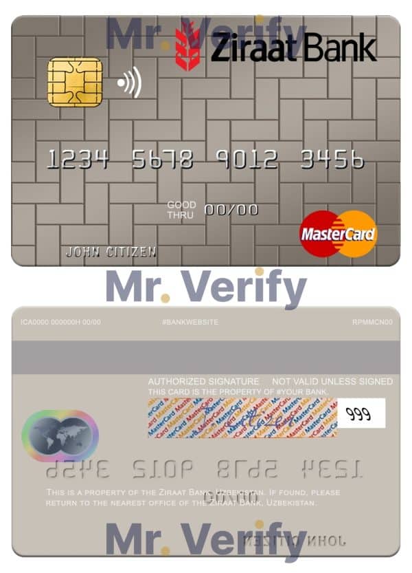 Fillable Uzbekistan Ziraat Bank mastercard Templates