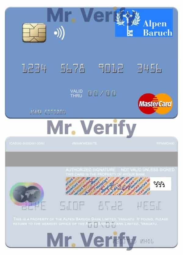 Fillable Vanuatu Alpen Baruch Bank Limited mastercard Templates