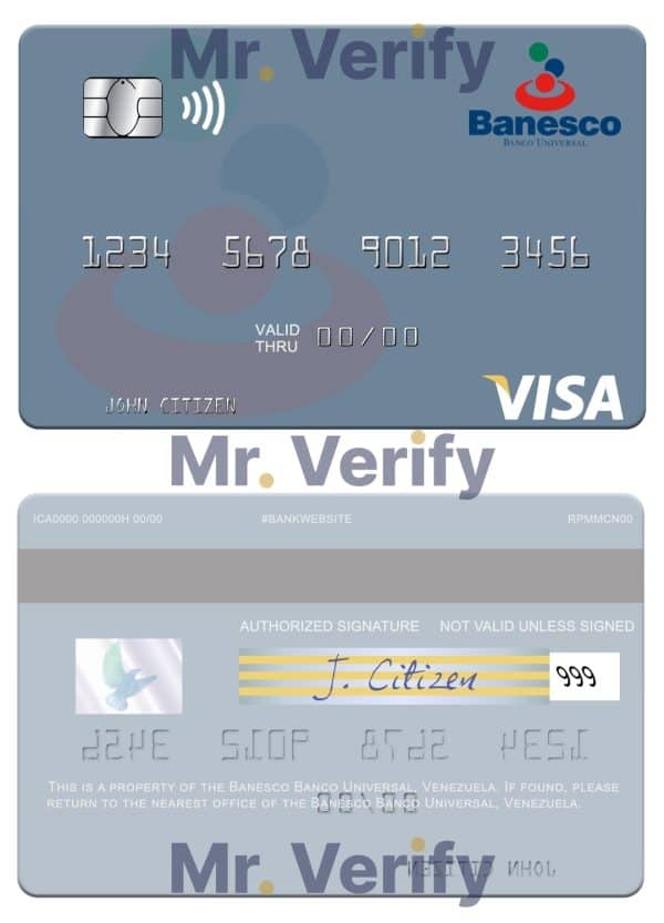 Fillable Venezuela Banesco Banco Universal visa debit card Templates