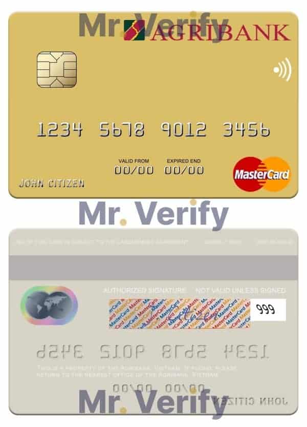 Fillable Vietnam Agribank mastercard credit card Templates