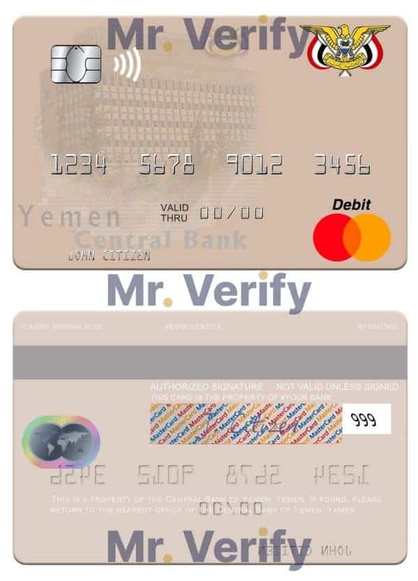 Fillable Yemen Central Bank of Yemen mastercard Templates