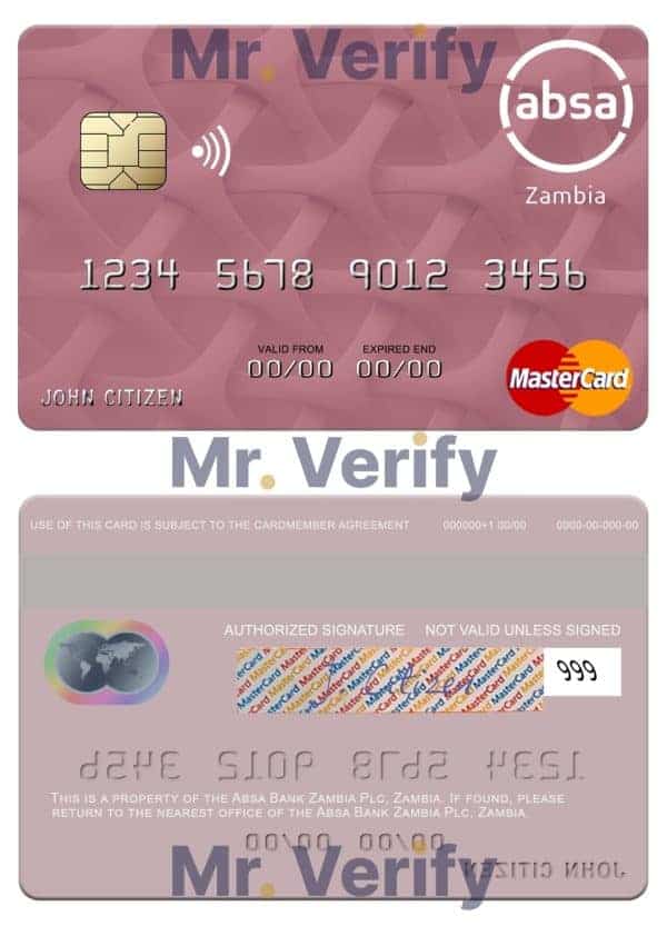 Fillable Zambia Absa Bank Zambia Plc mastercard credit card Templates