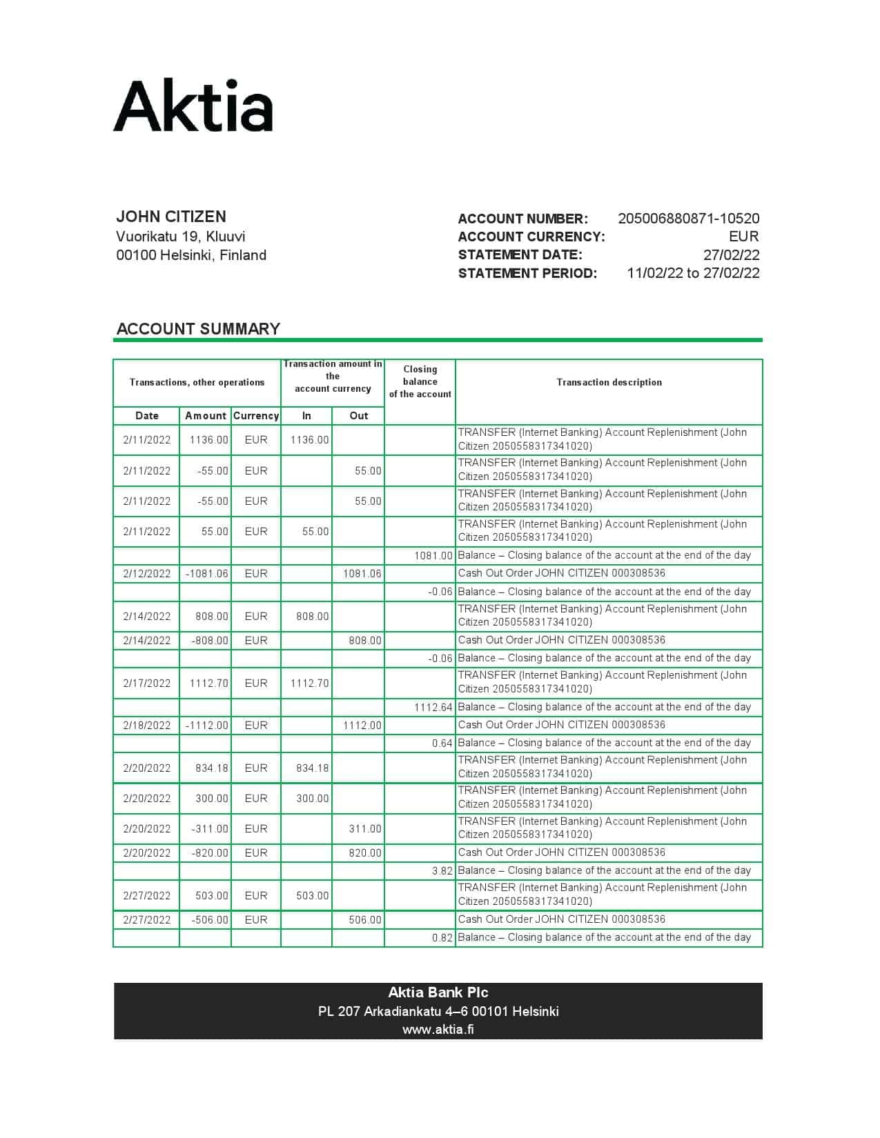 Finland-Aktia-bank-statement-Excel-and-PDF-template.jpg Finland Aktia bank statement Excel and PDF template