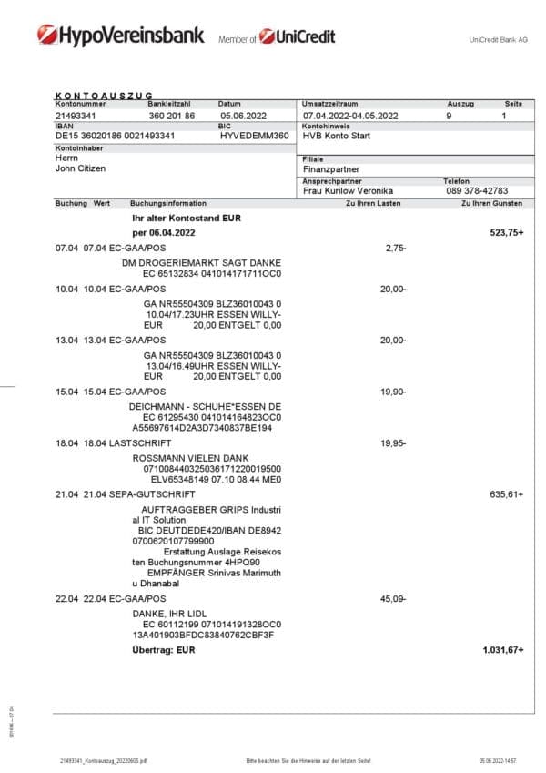 Germany-HypoVereinsbank-statement-on-Deutsch-3-pages_000001.jpg Germany HypoVereins bank statement, Word and PDF template, 3 pages