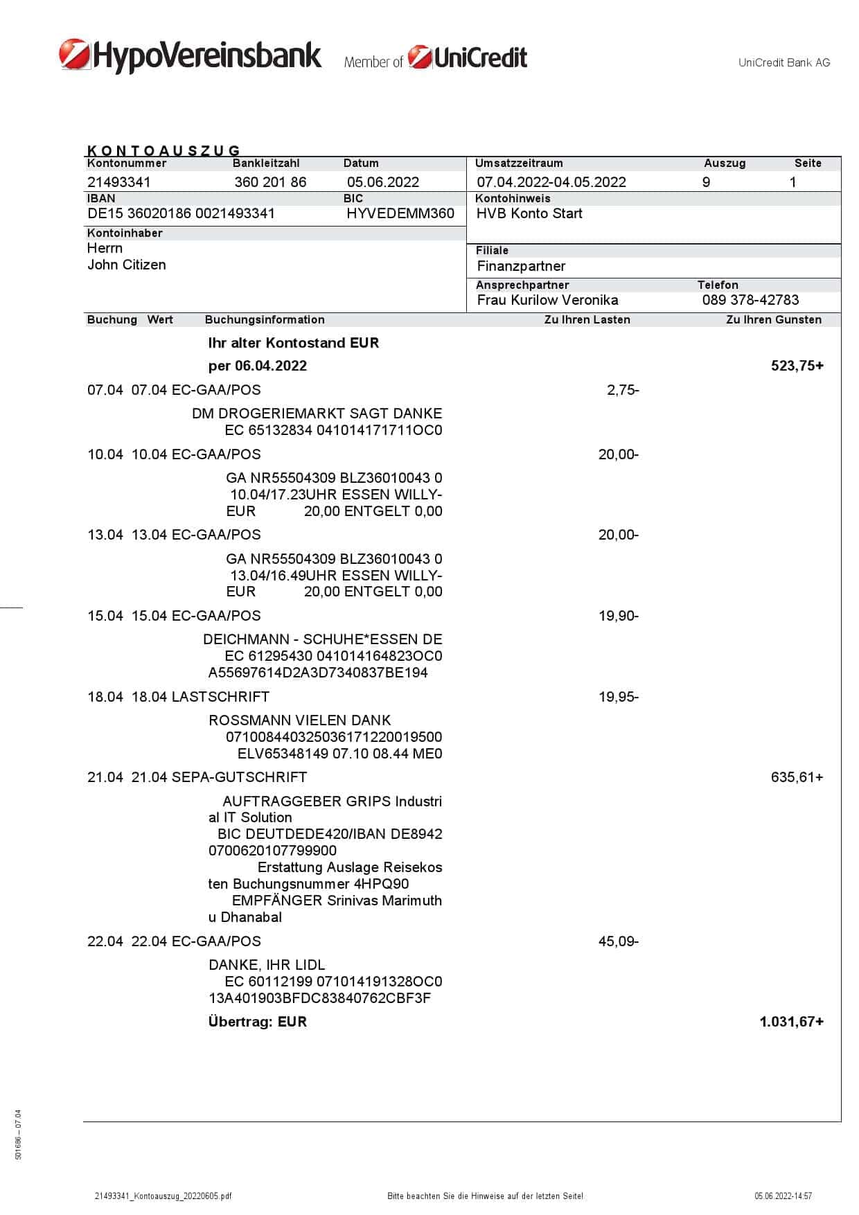Germany-HypoVereinsbank-statement-on-Deutsch-3-pages_000001.jpg Germany HypoVereins bank statement, Word and PDF template, 3 pages