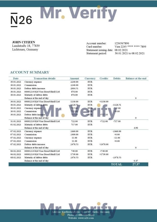 Germany-N26-bank-statement-template-in-Word-and-PDF-format.jpg Germany N26 bank statement template in Word and PDF format