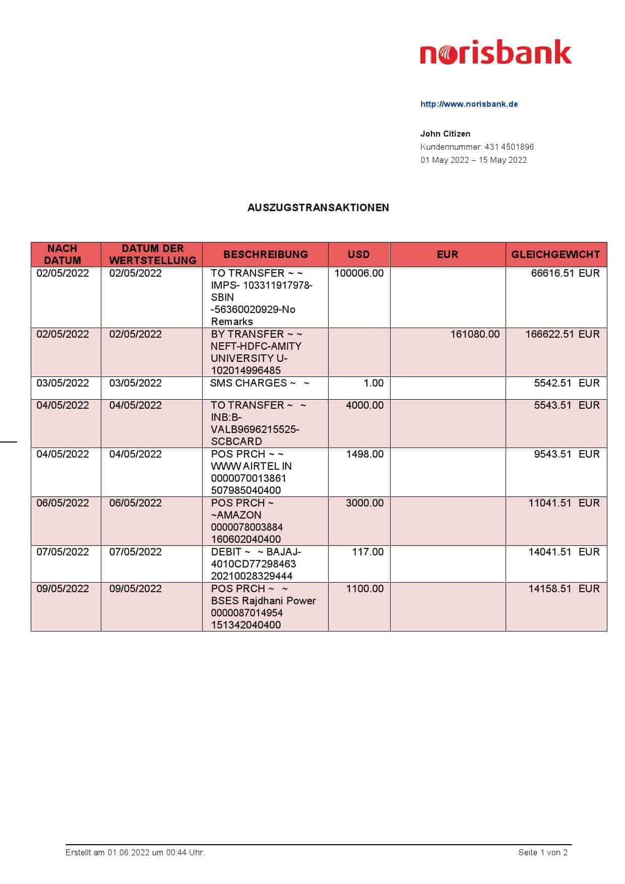 Germany-Norisbank-bank-statement-Word-and-PDF-template-2-pages-1.jpg Germany Norisbank bank statement, Word and PDF template, 2 pages