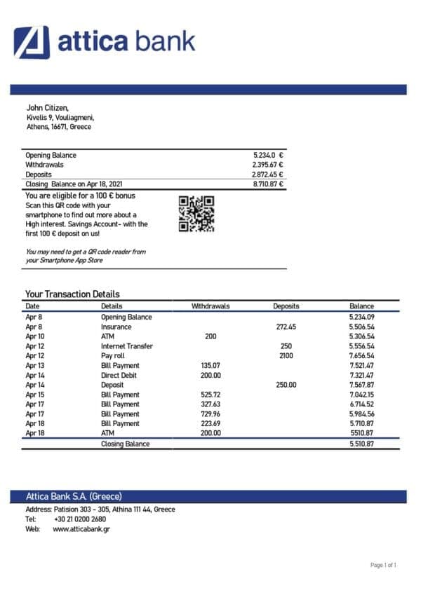 Greece-Attica-bank-statement_000001.jpg Greece Attica proof of address bank statement template in Word and PDF format, .doc and .pdf format
