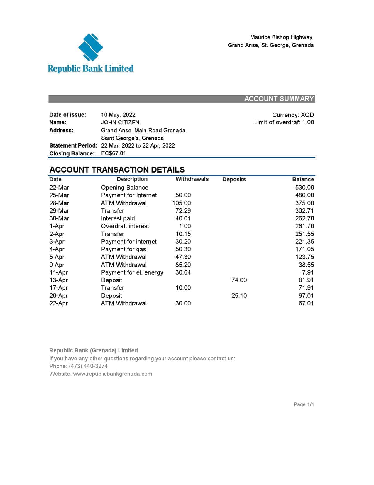Grenada-Republic-bank-statement-Excel-and-PDF-template.jpg Grenada Republic bank statement Excel and PDF template
