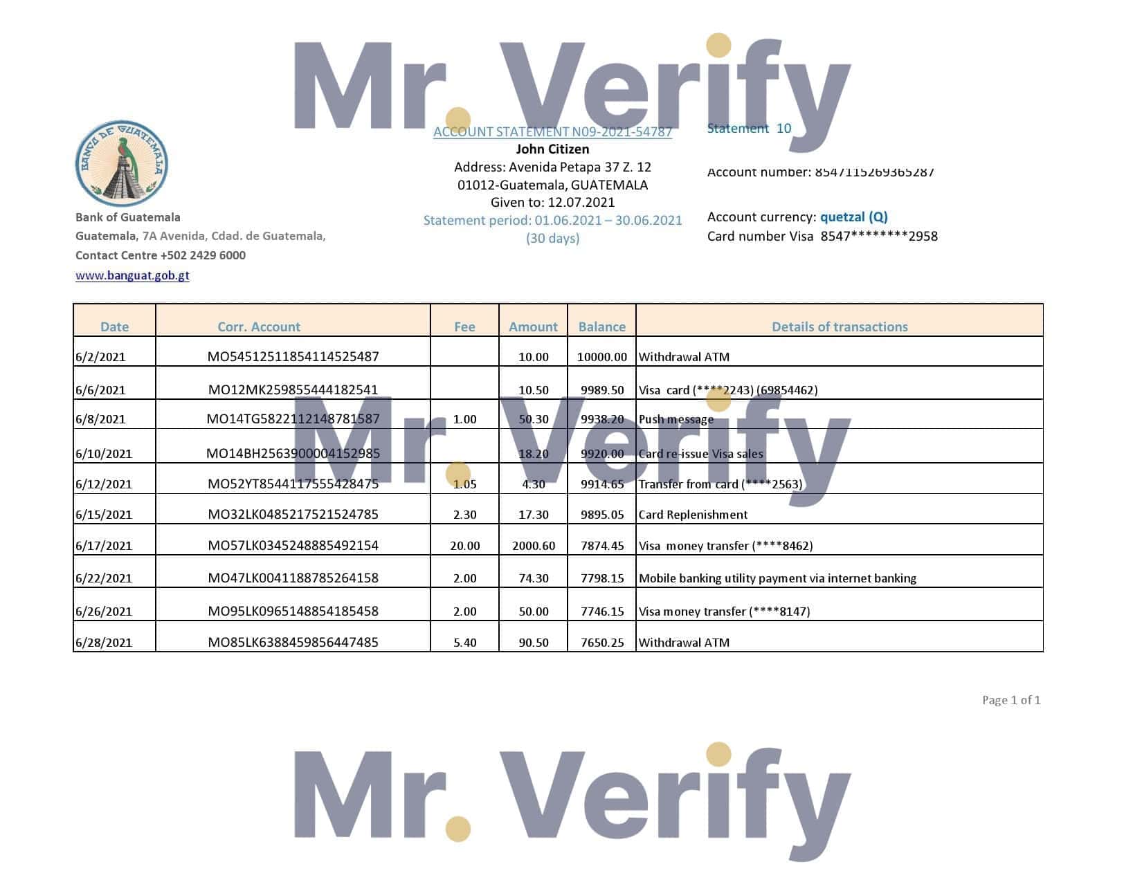 Guatemala-Banco-de-Guatemala.jpg Guatemala Banco de Guatemala bank statement easy to fill template in Excel and PDF format