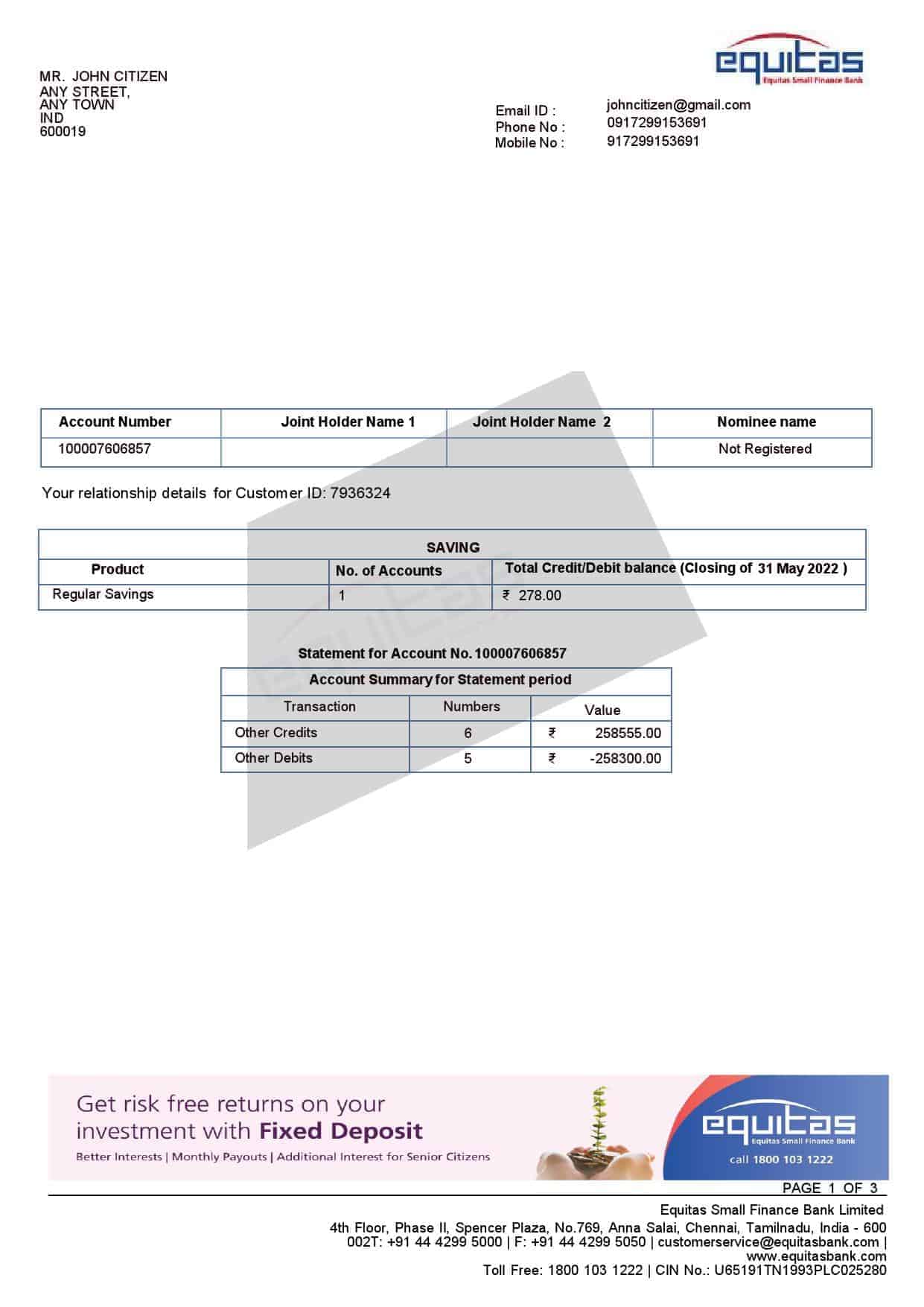 India-Equitas-bank-statement-Word-and-PDF-template-3-pages-1.jpg India Equitas Bank Statement Word and PDF Template, 3 pages