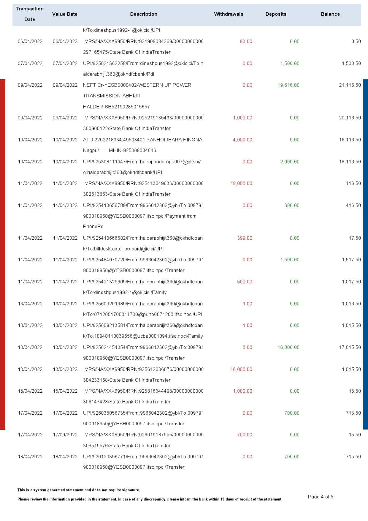 India-HDFC-bank-statement-Word-and-PDF-template-5-pages-4.jpg India HDFC bank statement Word and PDF template, 5 pages - Image 4