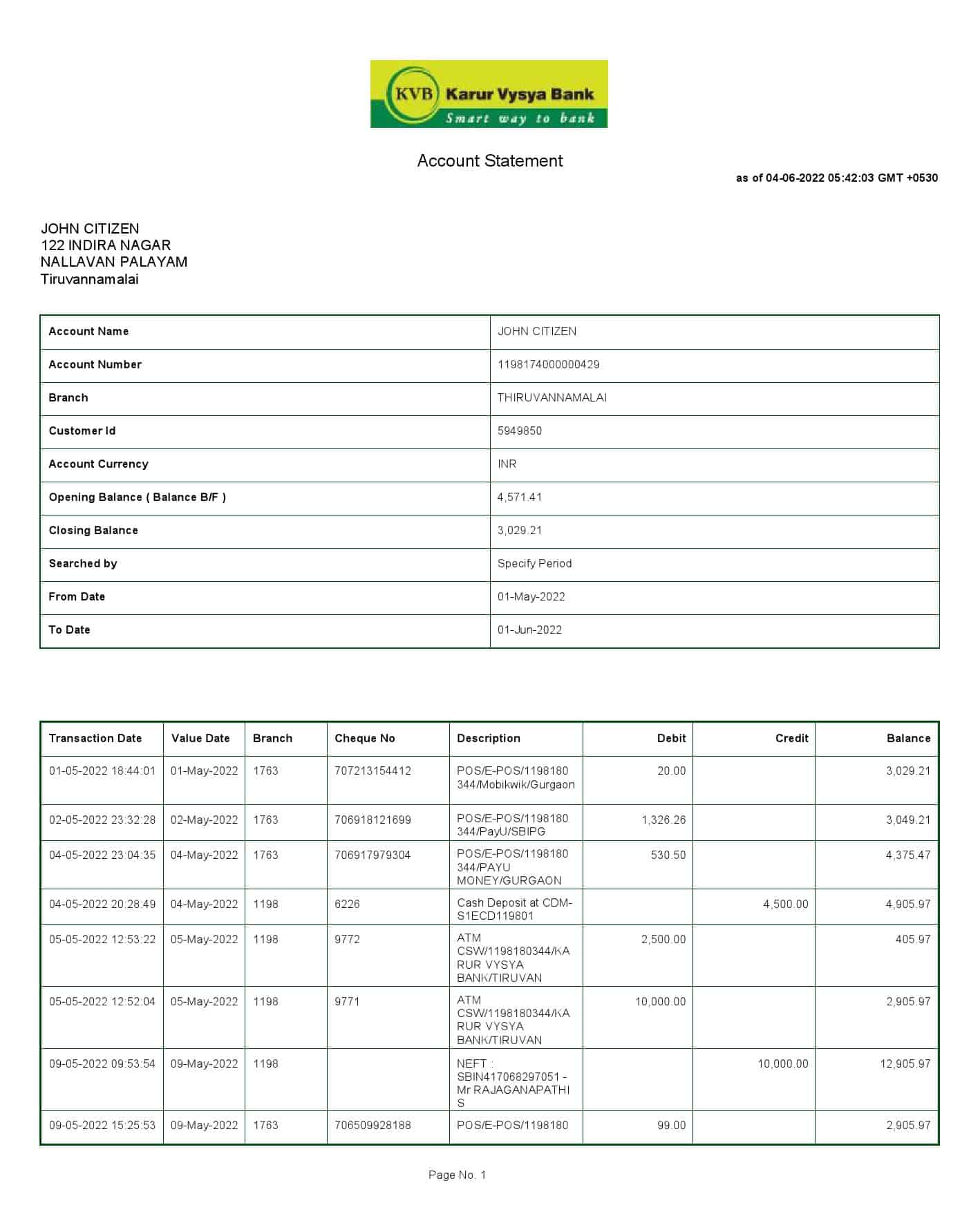 India-KVB-bank-statement-Word-and-PDF-template-2-pages-1.jpg India KVB bank statement, Word and PDF template, 2 pages