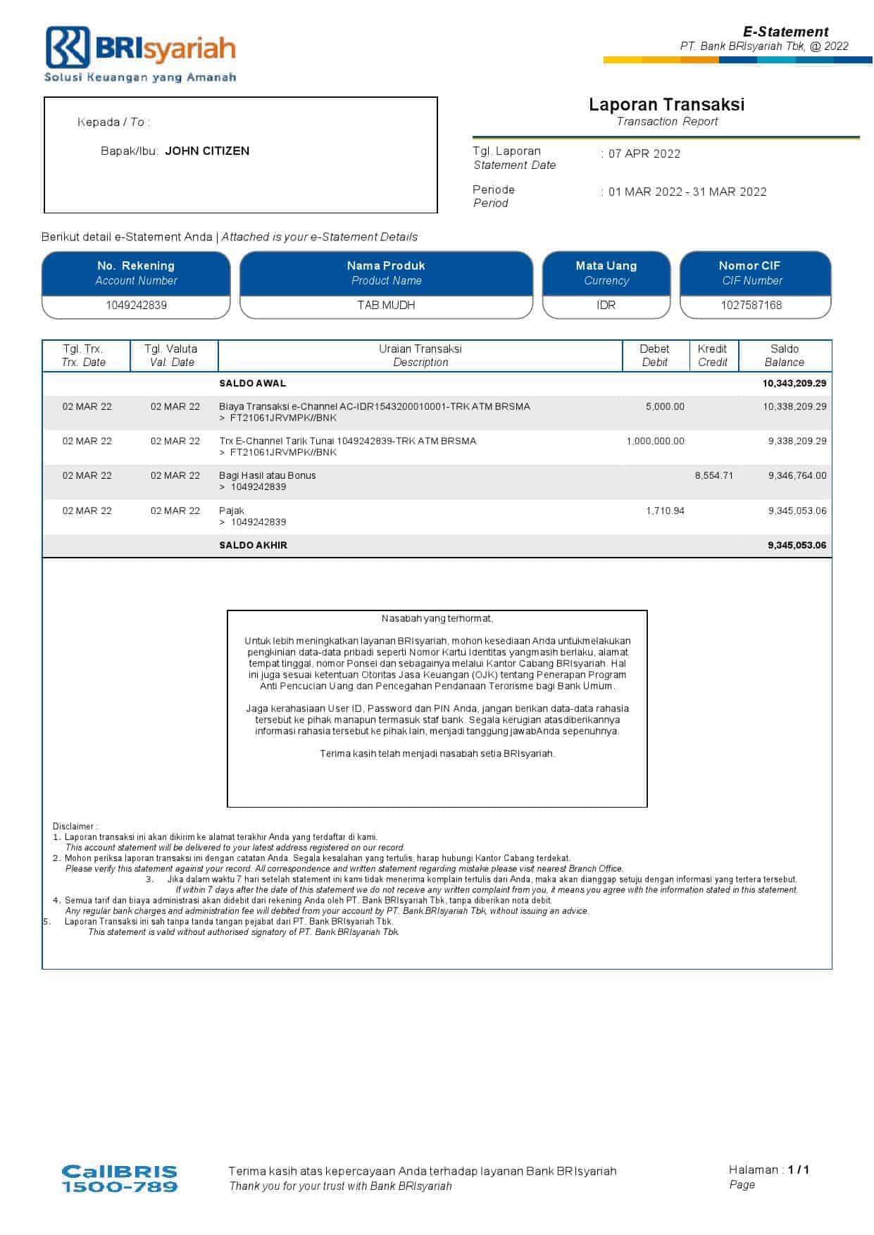Indonesia-BRIsyariah-bank-e-Statement-Word-and-PDF-template.jpg Indonesia BRIsyariah bank e-Statement, Word and PDF template
