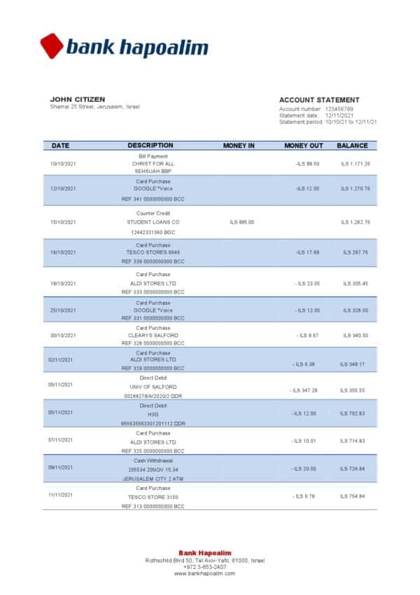 Israel-Hapoalim-bank-statement_000001.jpg Israel Hapoalim proof of address bank statement template in Word and PDF format