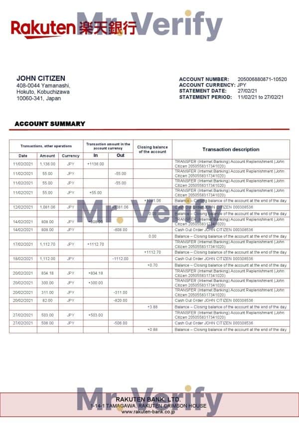 Japan-Rakuten-bank-statement-template-in-Word-and-PDF-format.jpg Japan Rakuten bank statement template in Word and PDF format