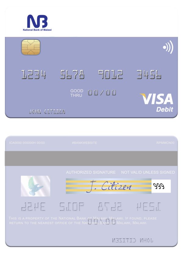 Fillable Malawi National Bank visa card Templates