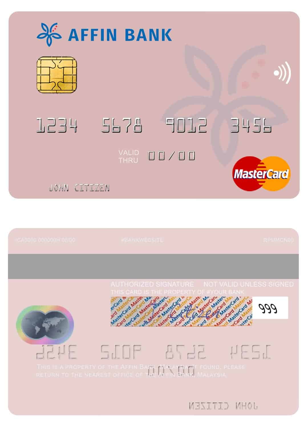 Malaysia Affin bank mastercard credit card Editable Malaysia Affin bank mastercard credit card Templates