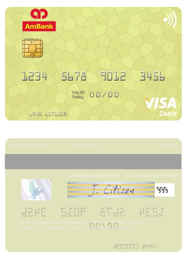 Malaysia AmBank visa credit card Fillable Malaysia AmBank visa credit card Templates