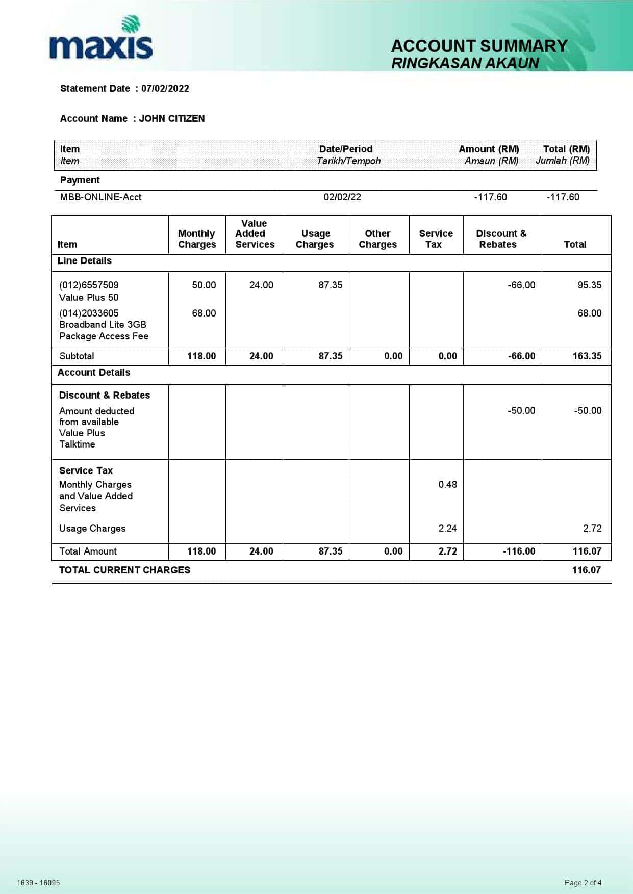 Malaysia-Maxis-bank-statement-5-pages_000003-1.jpg Malaysia Maxis bank statement, Word and PDF template, 5 pages - Image 3
