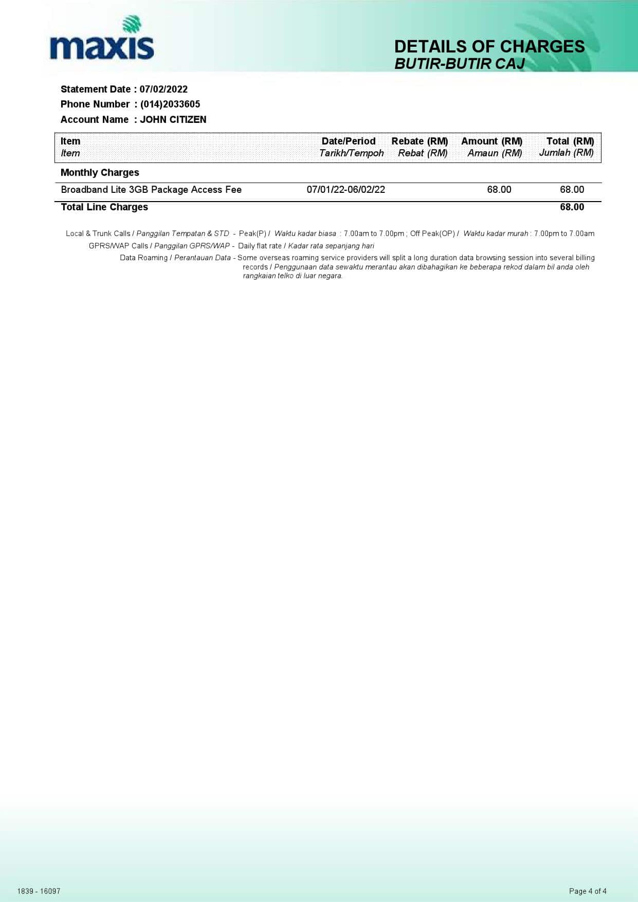 Malaysia-Maxis-bank-statement-5-pages_000005.jpg Malaysia Maxis bank statement, Word and PDF template, 5 pages - Image 5