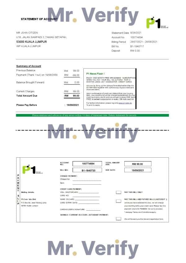 Malaysia Packet 1 Network bank statement template in Excel and PDF format (3 pages)