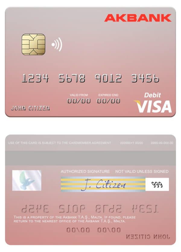 Malta Akbank T.A.Ş. visa credit card Fillable Malta Akbank T.A.Ş. visa credit card Templates